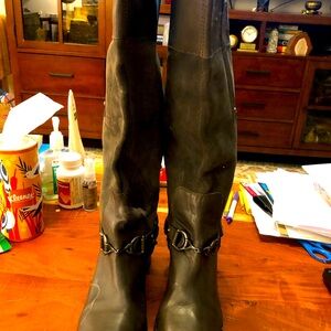 Grey suede and leather boots